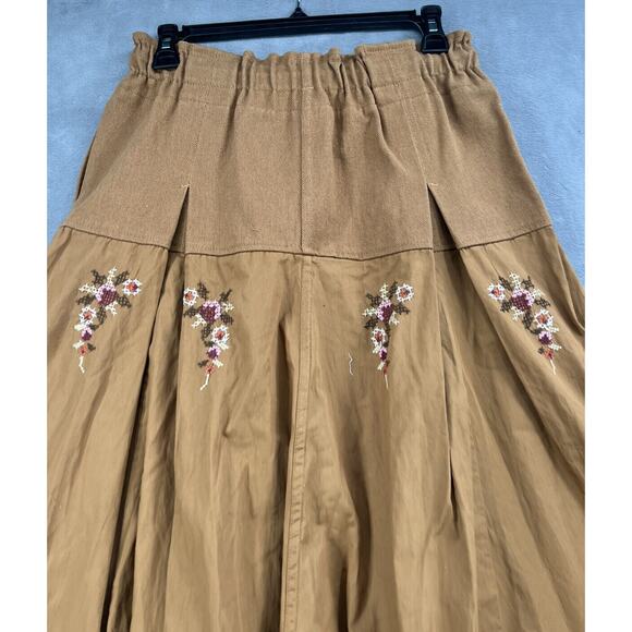 Free People Arielle Maxi Skirt Size XSmall Brown Embroidered Floral - Picture 9 of 14